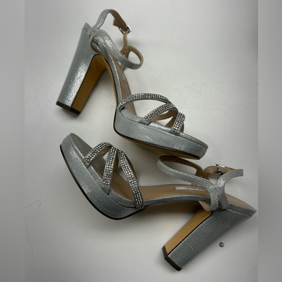 Nina Shoes - Nina Silver Strappy Block Heels